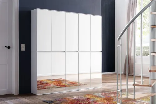 Garderobenschrank Mirror | Kombination | weiß | 3-teilig