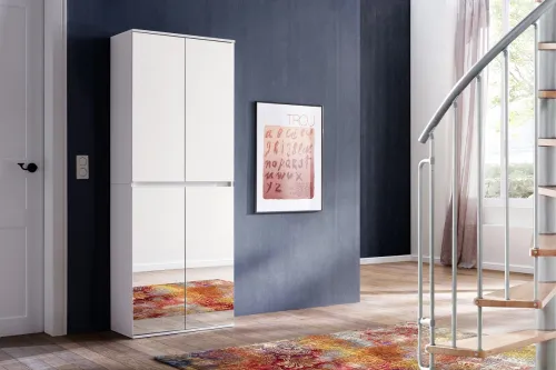 Garderobenschrank Mirror | weiß | Spiegeltüren