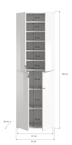 Garderobenschrank Projekt X 1 | Kombination | weiß Hochglanz | 2-teilig