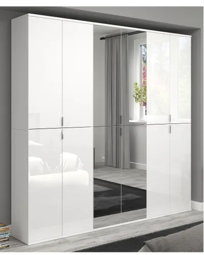 Garderobenschrank Projekt X 1 | Kombination | weiß Hochglanz Spiegeltüren | 3-teilig