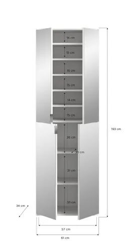 Garderobenschrank Projekt X 1 | Kombination | weiß Hochglanz Spiegeltüren | 3-teilig