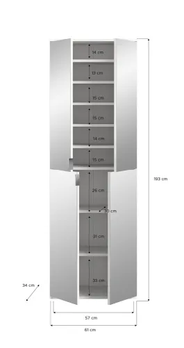 Garderobenschrank Projekt X groß | weiß | Spiegeltüren
