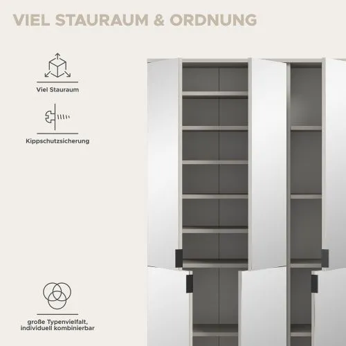 Garderobenschrank Set Projekt X | Kaschmir | Spiegeltüren | 2-teilig