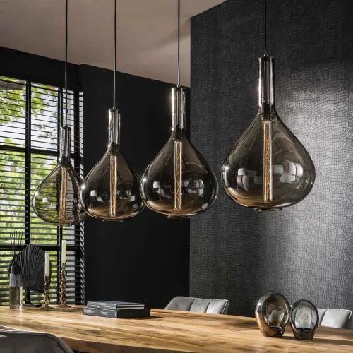Hängelampe Amatsu | 4 Leuchten | Glass / Metall | schwarz