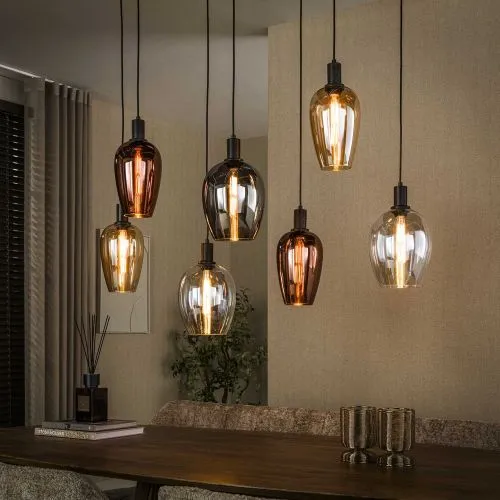 Hängelampe Ambera | 7 Leuchten | Glas | Artic schwarz