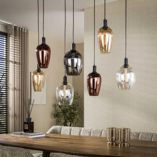Hängelampe Ambera | 7 Leuchten | Glas | Artic schwarz