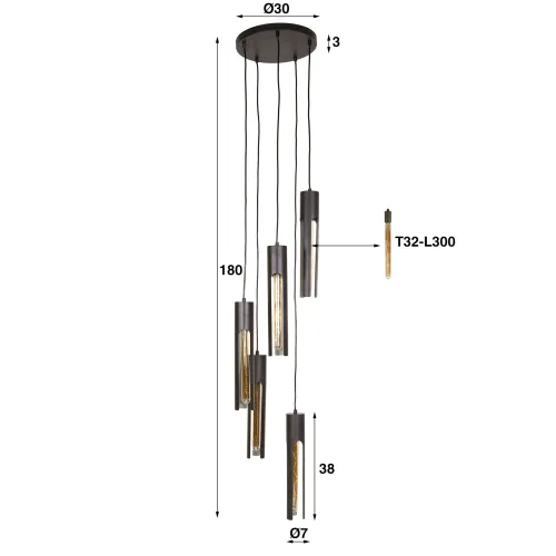 Hängelampe Bondo 5 Lampen | Metall | Artic schwarz