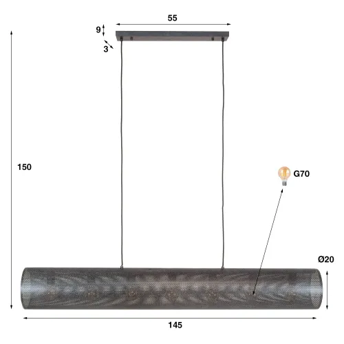 Hängelampe Cyla | 7 Leuchten | Metall | Artic schwarz