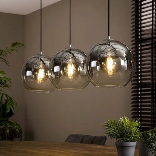 Hängelampe Khons 3 Leuchten | Glas | Altsilber