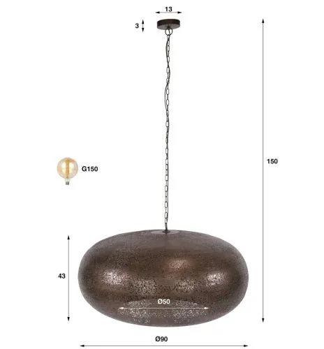 Hängelampe Lumina | 1 Leuchte Ø90cm | Metall | Antikkupfer