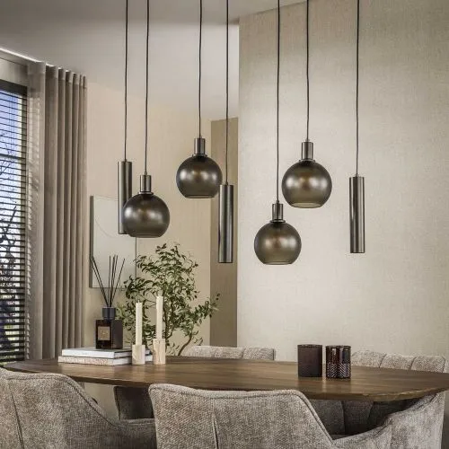 Hängelampe Rafina | 7 Leuchten | Glas / Metall | Sienna braun-frosted