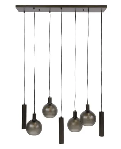 Hängelampe Rafina | 7 Leuchten | Glas / Metall | Sienna braun-frosted