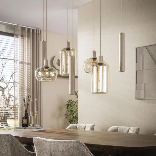 Hängelampe Sera | 7 Leuchten | Glas / Metall | Bernstein / beige