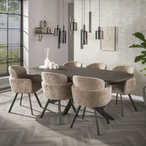 Hängelampe Sierra | 5 + 4 Fassungen | Glas / Metall | Sienna braun