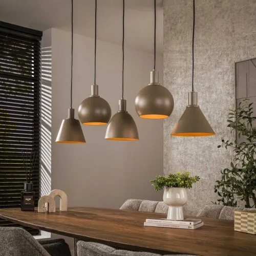 Hängelampe Urano | 5 Leuchten | Metall | beige