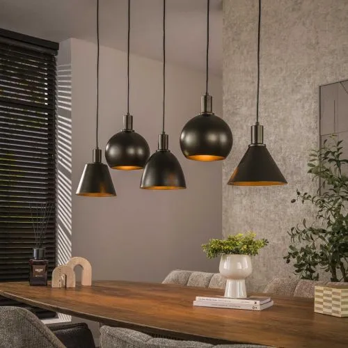 Hängelampe Urano | 5 Leuchten | Metall | Sienna braun