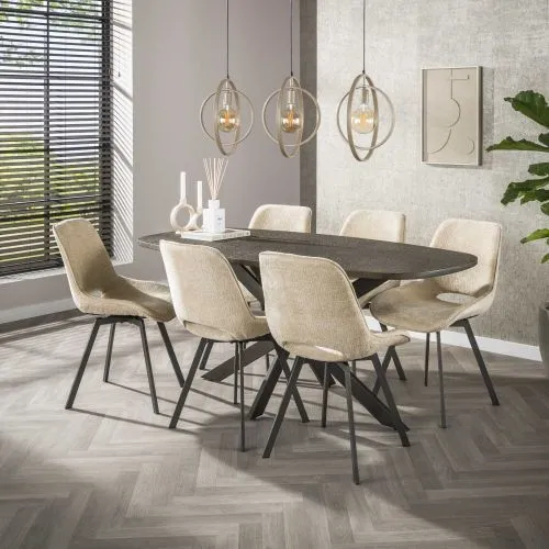 Hängelampe Vejin 3 Leuchten | Metallringe | Beige