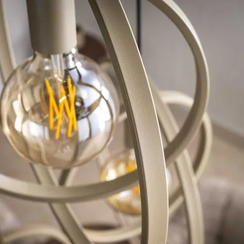 Hängelampe Vejin 3 Leuchten | Metallringe | Beige | gestuft