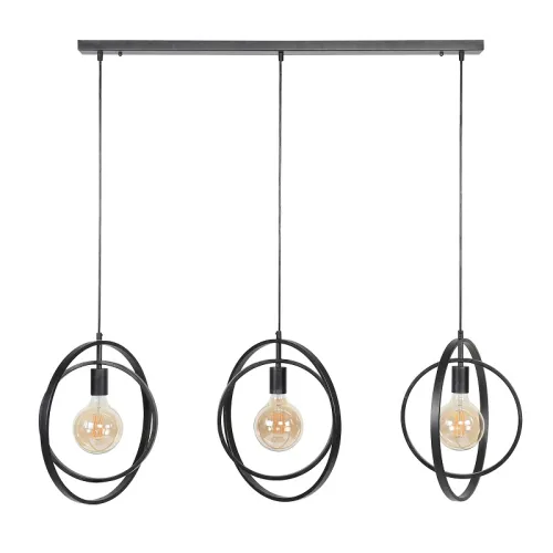 Hängelampe Vejin 3 Leuchten | Metallringe | Charcoal grau