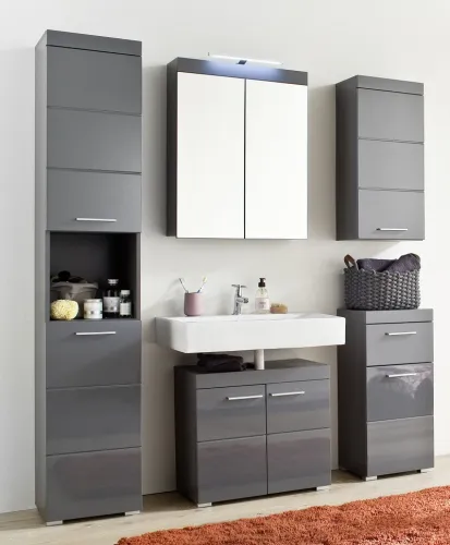 Hängeschrank Amanda | grau Hochglanz
