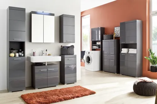 Hängeschrank Amanda | grau Hochglanz