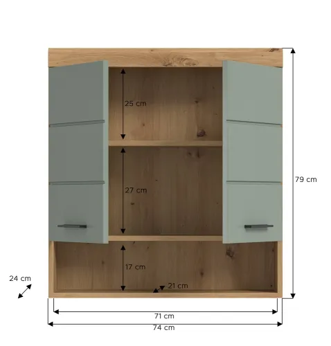 Hängeschrank breit Scout | Salbei / Artisan Eiche
