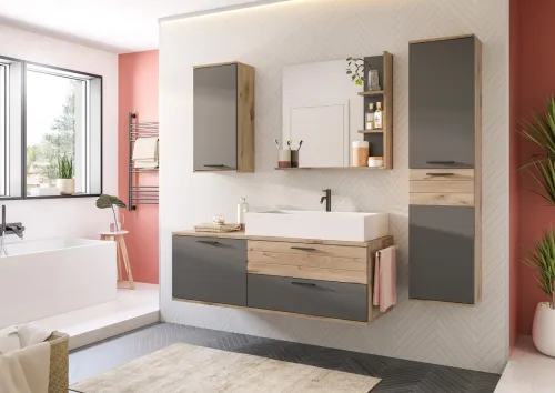 Hängeschrank groß Mason | Nox Oak / Basalt grau