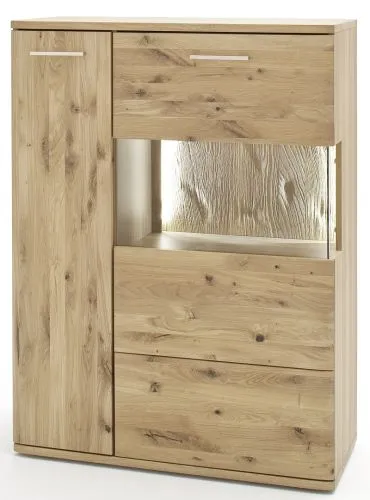 Highboard 1 Santori | Eiche Bianco | LED Beleuchtung mit 2er Set LED Band 30 cm