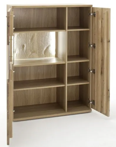 Highboard 2 Santori | Eiche Bianco | LED Beleuchtung mit 2er Set LED Band 30 cm