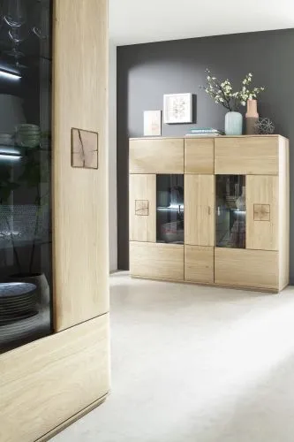 Highboard Bologna 3 | Eiche Bianco | LED Beleuchtung