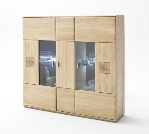 Highboard Bologna 3 | Eiche Bianco | ohne Beleuchtung