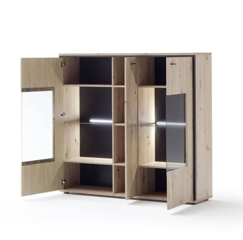 Highboard Buenos Aires | Balkeneiche | LED Beleuchtung