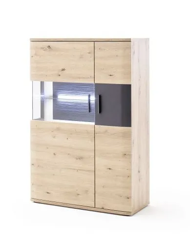 Highboard Cortona 2 | Balkeneiche / anthrazit | ohne Beleuchtung