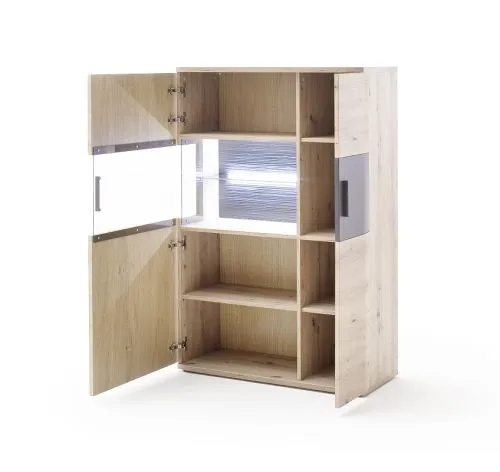 Highboard Cortona 2 | Balkeneiche / anthrazit | ohne Beleuchtung