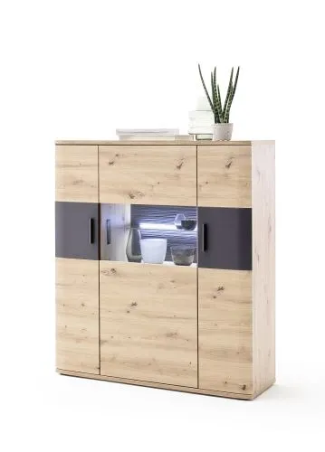Highboard Cortona | Balkeneiche / anthrazit | ohne Beleuchtung