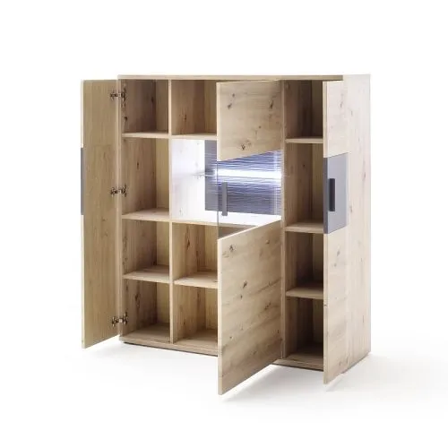 Highboard Cortona | Balkeneiche / anthrazit | ohne Beleuchtung