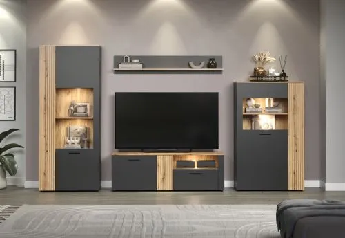 Highboard Esteban 1 | Anthrazit / Coast Evoke Oak