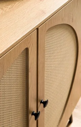 Kommode French | Geflecht | braun / schwarz