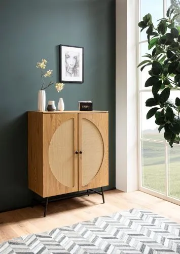 Kommode French | Geflecht | braun / schwarz