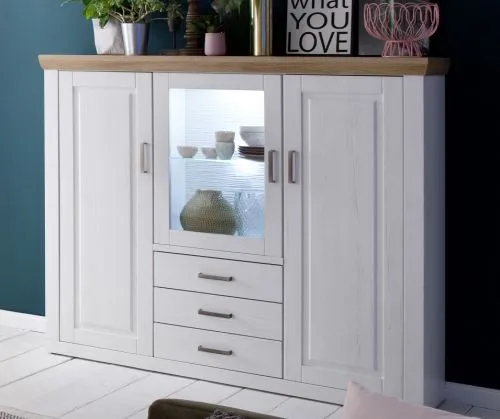 Highboard II Brixen | Landhaus modern | Pinie Aurelio / Grandson Oak ohne Beleuchtung
