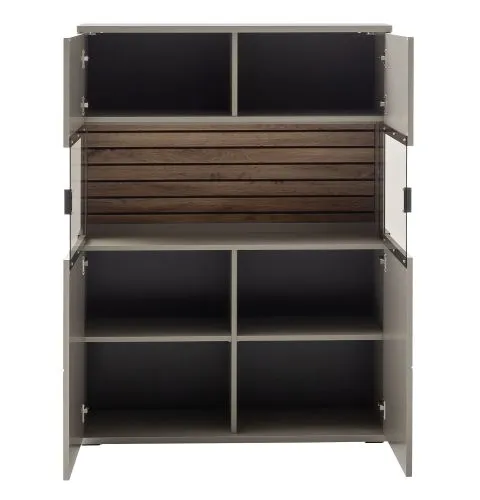 Highboard Lüttich 2 | Basalt / Wotan Eiche | optional LED Beleuchtung