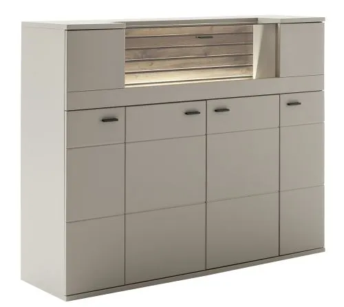 Highboard Lüttich | Basalt / Wotan Eiche | mit Bandbeleuchtung