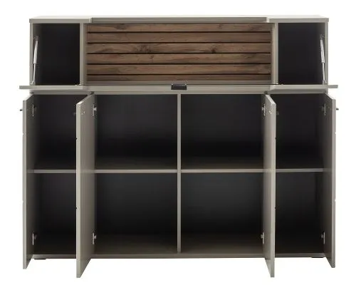 Highboard Lüttich | Basalt / Wotan Eiche | optional LED Beleuchtung