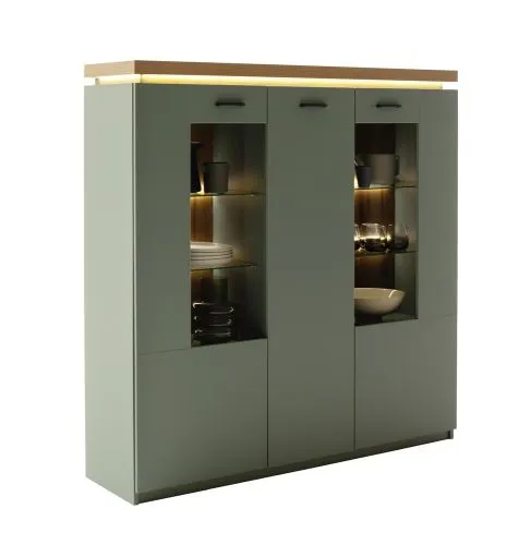 Highboard Moniz | Salbei grün / Eiche Evoke | ohne Beleuchtung