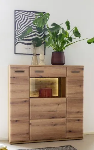 Highboard Naxos | Eiche Evoke | LED Beleuchtung