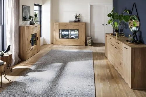 Highboard Portland 2 | Asteiche Bianco | LED Beleuchtung