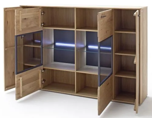 Highboard Portland 2 | Asteiche Bianco | ohne Beleuchtung