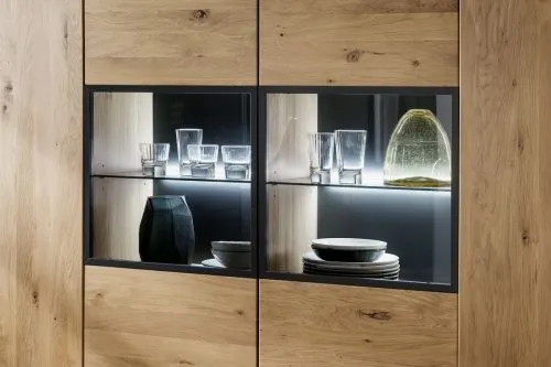 Highboard Portland 2 | Asteiche Bianco | ohne Beleuchtung