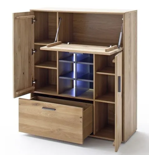 Highboard Portland | Asteiche Bianco massiv | ohne Beleuchtung