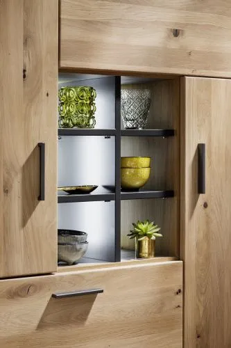 Highboard Portland | Asteiche Bianco massiv | ohne Beleuchtung